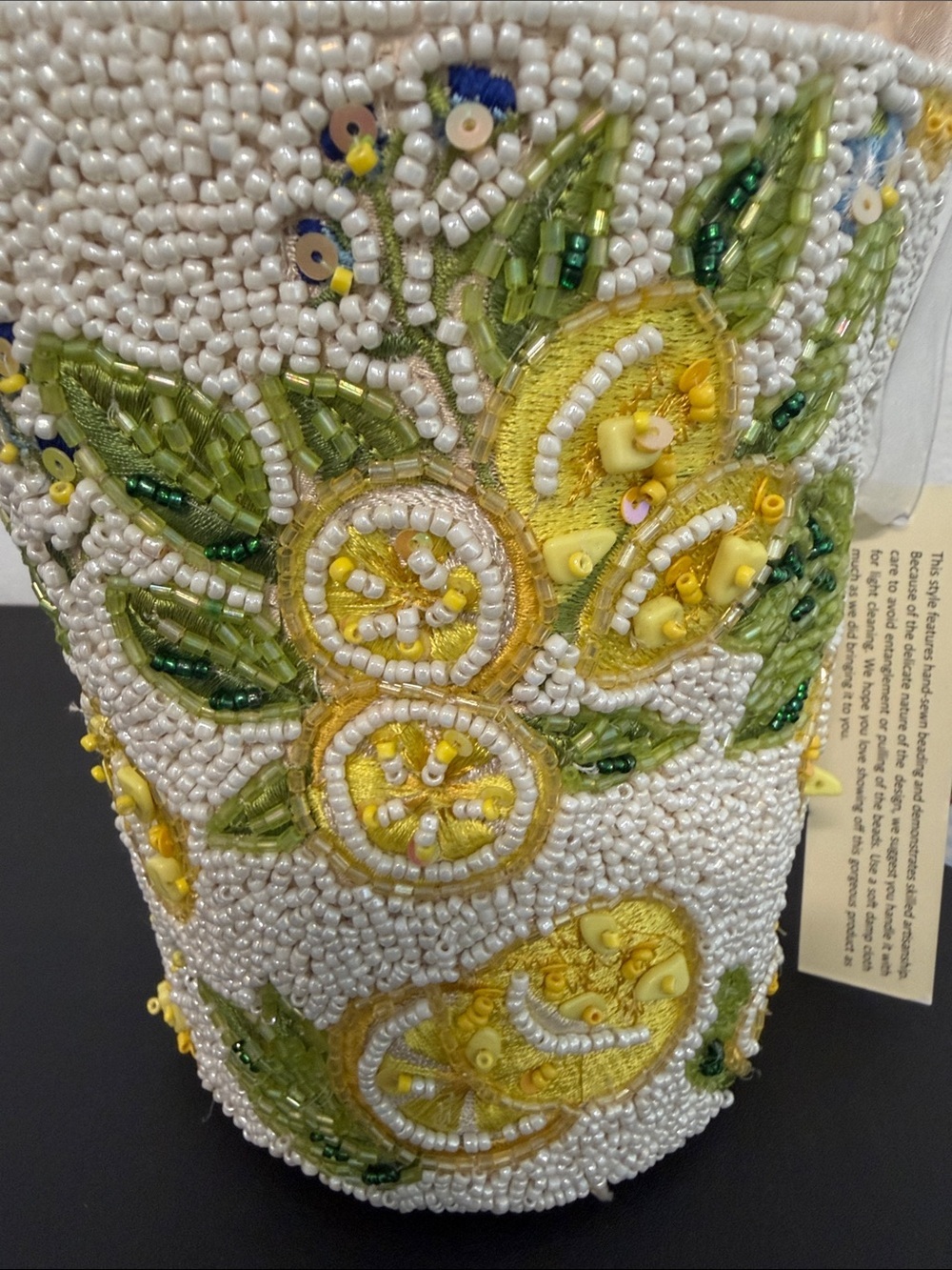 Handcrafted In India | Beaded Whimsical Fun Lemon Bucket Bag 🍋 - Picture 6 of 13